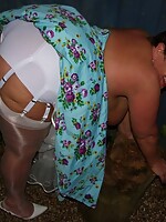 nude old woman and men together